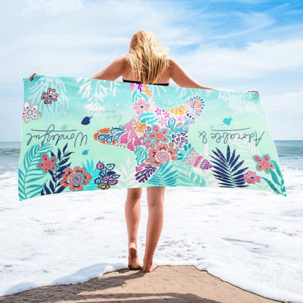 Yoga Fitness Mat - Starfish Printing Bath Towel 27x55inch Beach