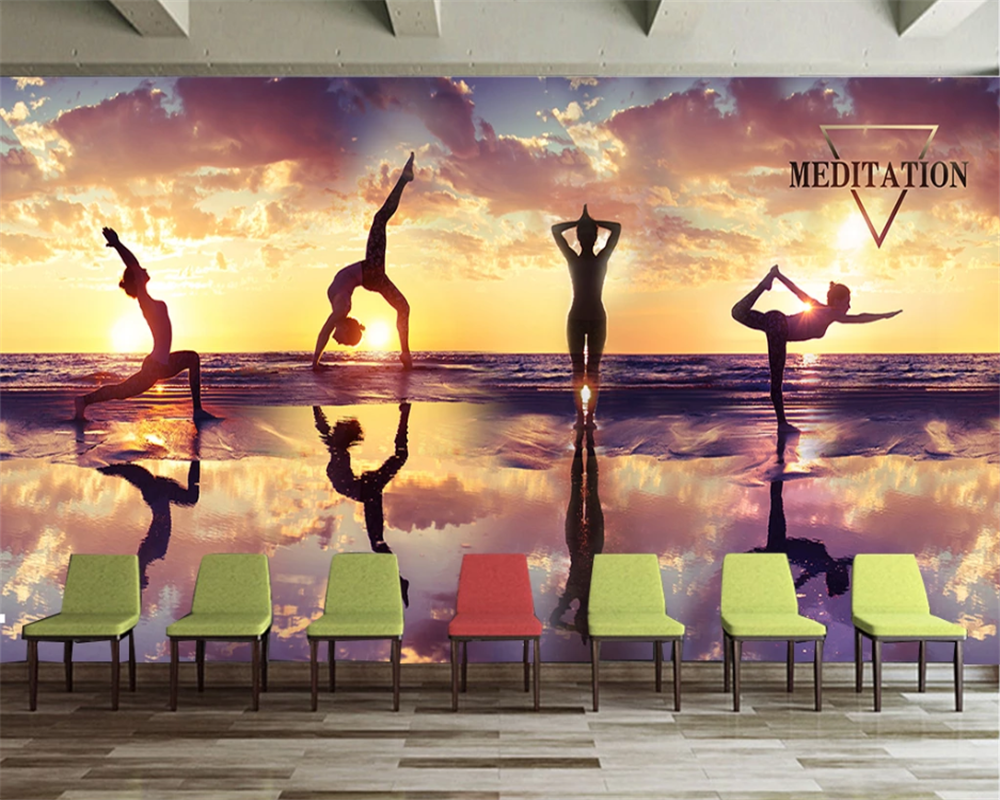 Yoga Fitness Club - 3d wallpaper mural sunset sunset yoga