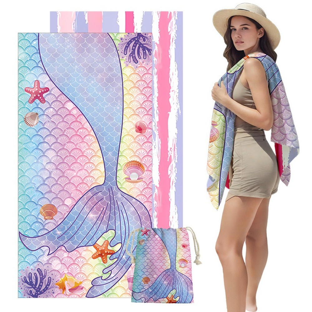 Yoga Fitness Mat - Fish Tail Print Beach Towels and