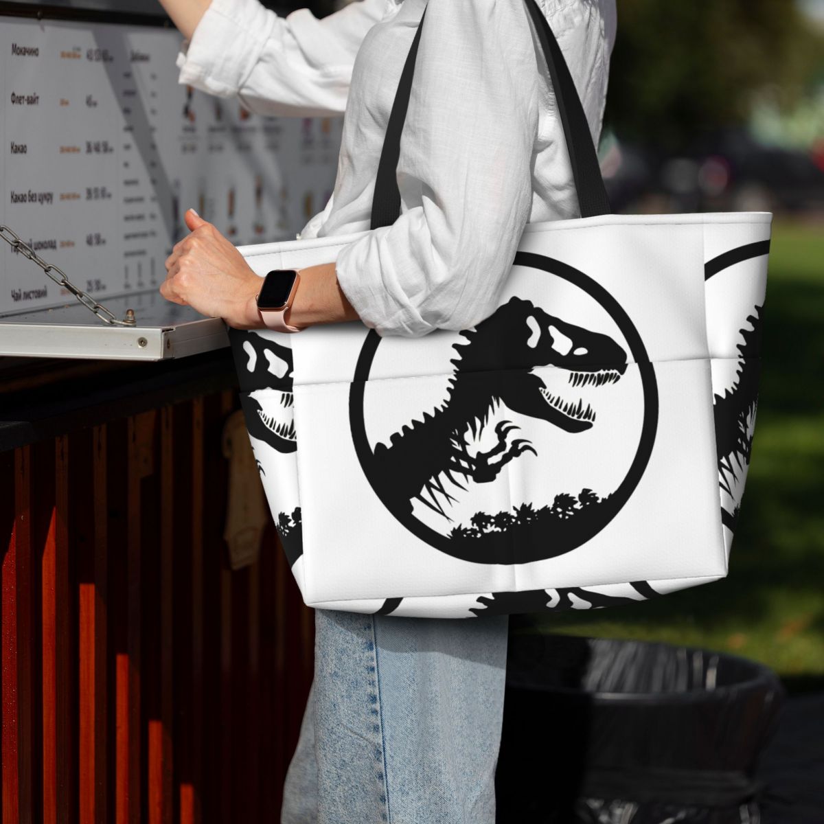 Yoga Fitness Park - Dinosaur Jurassic Park Beach Tote Bag