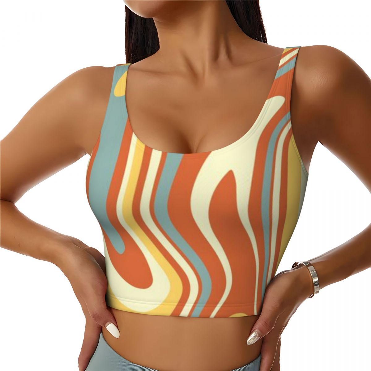 Yoga Fitness Park - Compression Yoga Top Lava Lamp 70s