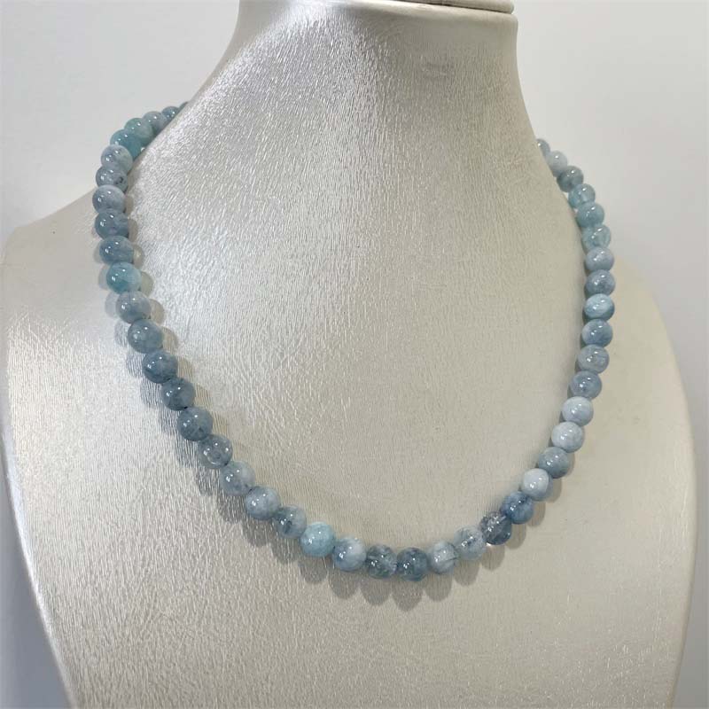 8MM Aquamarine Jade Necklace B - Yoga Health & Fitness Center recensie en prijs