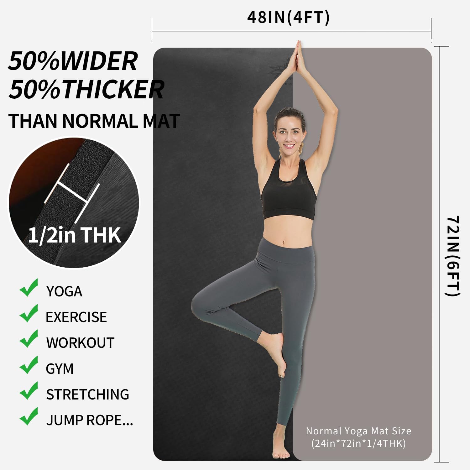 Extra Thick TPE Yoga Mat 6'x4' - Thick Yoga Mat recensie en prijs