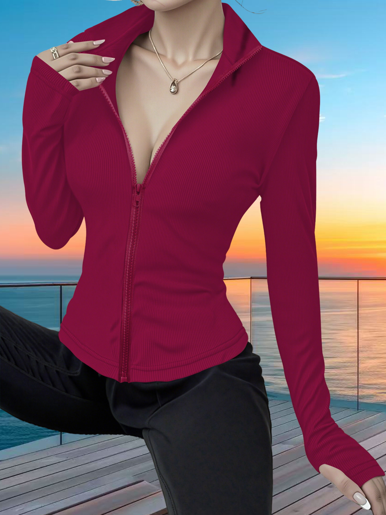 Stretchy Rib Knit Zip-Up Athle - Yoga & Fitness With Faye The Well Being Studio Abbots Langley Reviews recensie en prijs