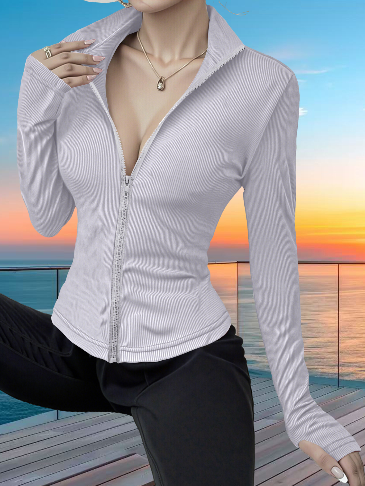 Stretchy Rib Knit Zip-Up Athle - Yoga & Fitness With Faye The Well Being Studio Abbots Langley Reviews recensie en prijs
