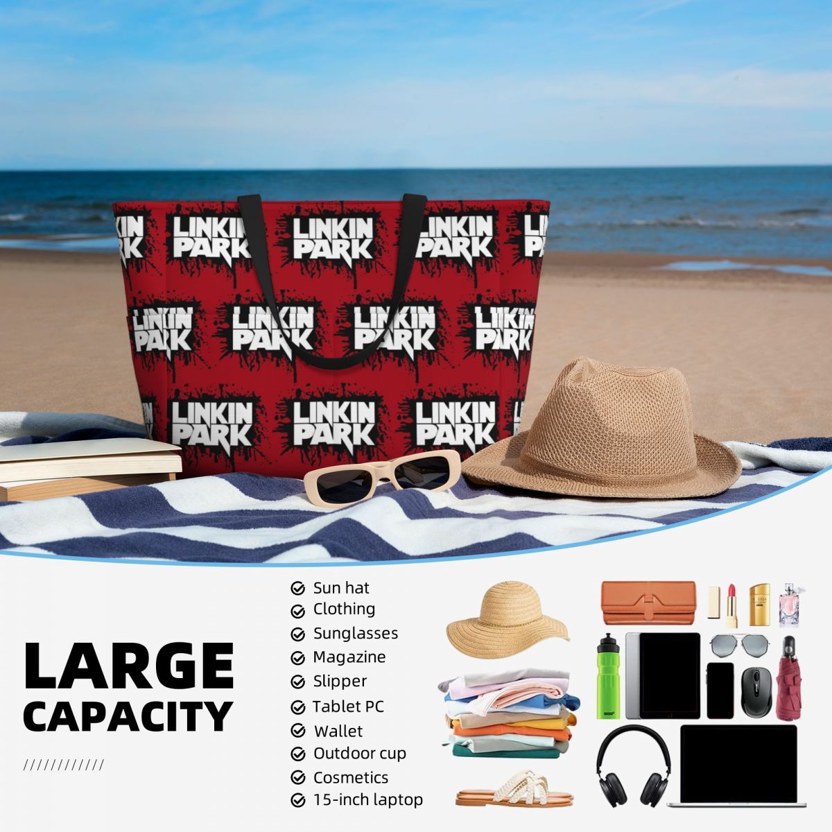 Linkin Park Band Beach Tote Ba - Yoga Fitness Park recensie en prijs