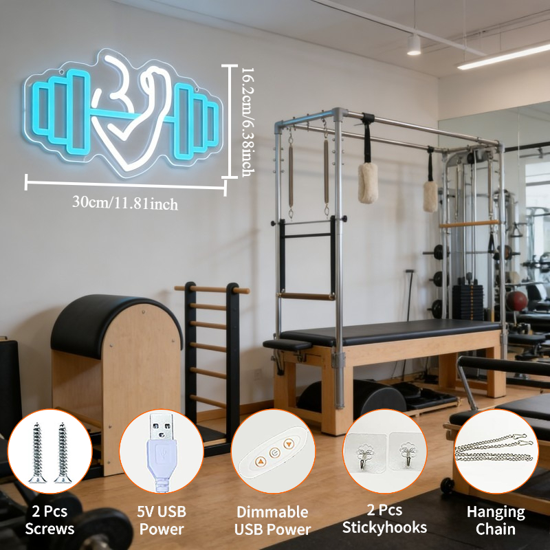 Bicep Dumbbell Neon Sign LED W - Yoga Fitness Room recensie en prijs