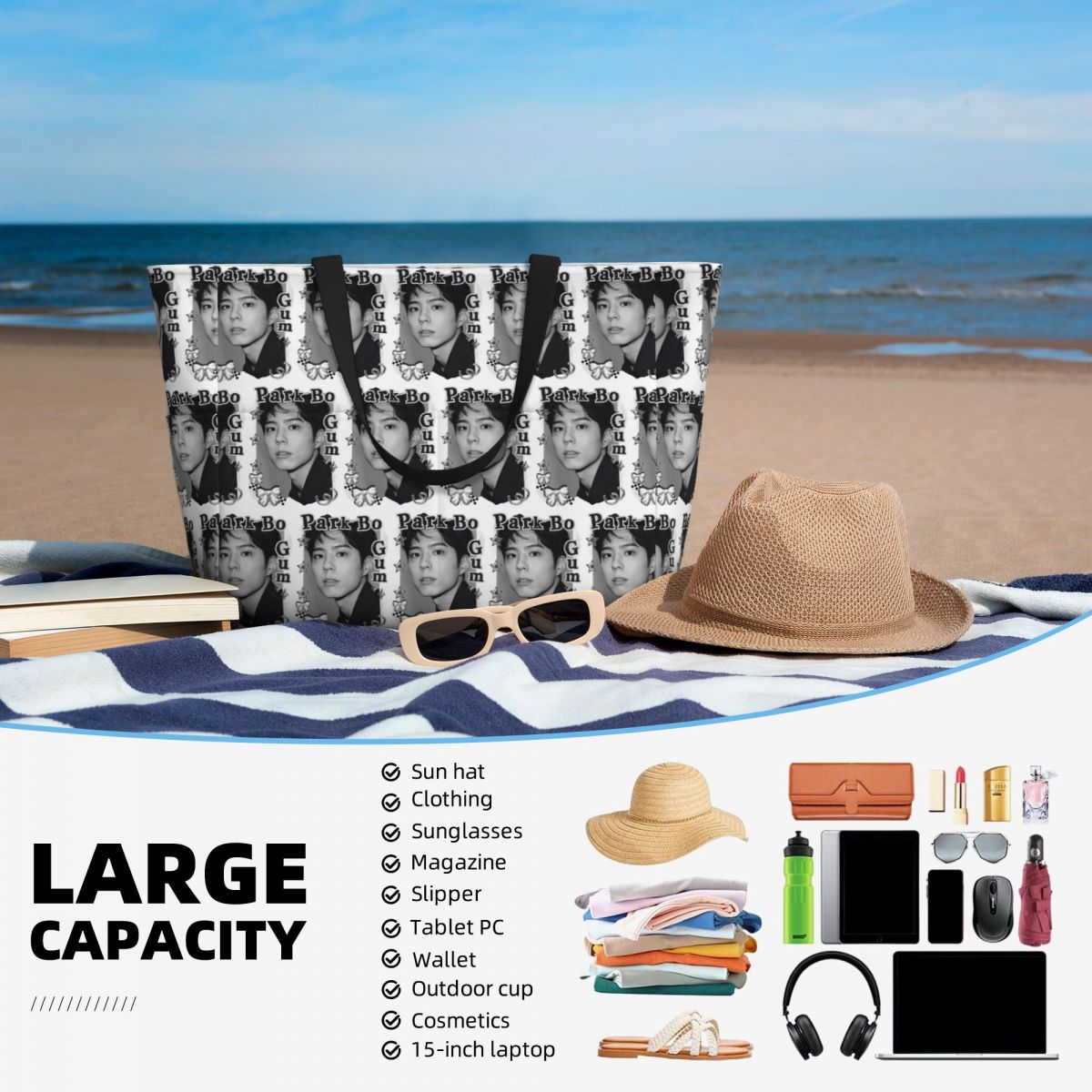 Park Bo Gum Kpop Beach Tote Ba - Yoga Fitness Park recensie en prijs